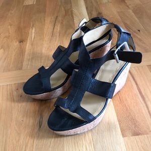 Nine West black shoe with cork wedge